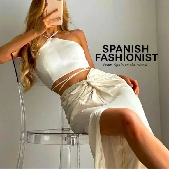 ZARA KNOT FRONT SLIT SKIRT - Picture 1 of 10